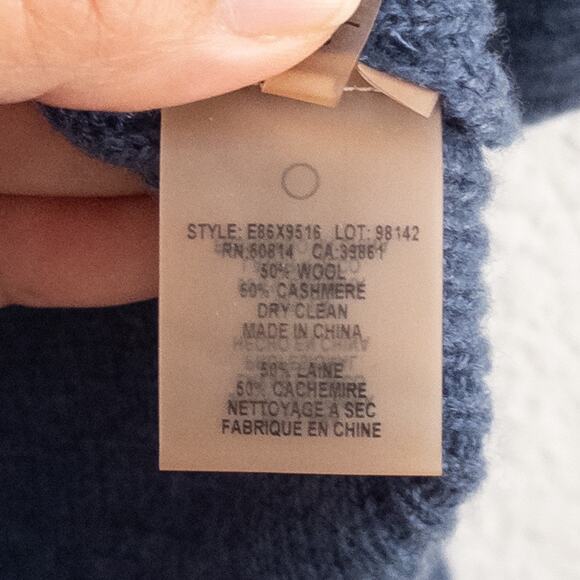 Elie Tahari Sleeveless Blue Cowlneck Wool Cashmere Sweater Size Small - Picture 6 of 6